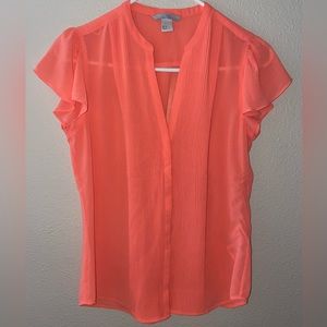 Flutter sleeveless v-neck top - coral orange - size 6